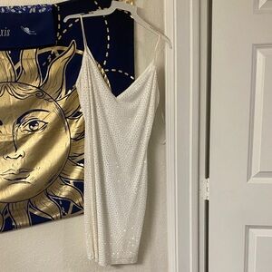 White Sequin Slip Dress